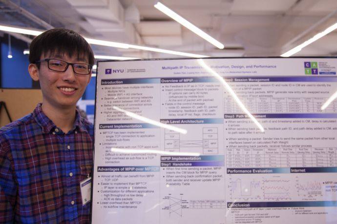 Liyang Sun, Ph.D., Electrical Engineering presents his poster Multipath IP Transmission Motivation, Design, and Performance