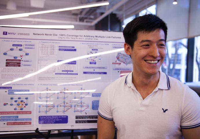 Cing-yu Chu, Ph.D., Electrical Engineering presents his poster Network Never Die 100% coverage for arbitrary multiple link failures